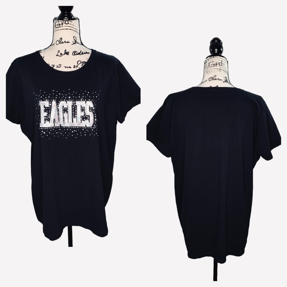 Fruit of The Loom - Women’s 100% Heavy Cotton Sequins & Rhinestones EAGLES Team